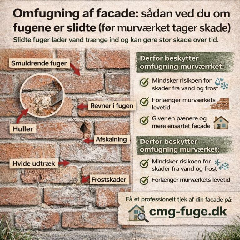 Omfugning af facade: sådan ved du om fugerne er slidte (før murværket tager skade)