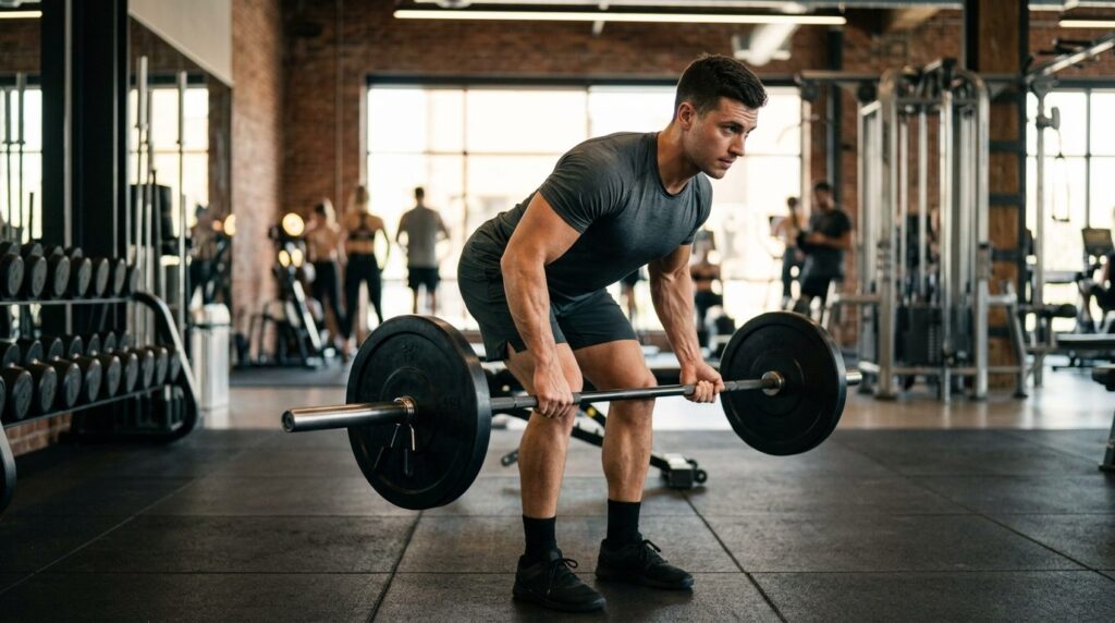 Photorealistic image of a young athletic man doing controlle
